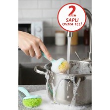 Calvera 2'li Set Saplı Ovma Teli - Çizmez Hassas Yüzey Süngeri - Granit Teflon ve Cam Için Mutfak Temizleme Seti
