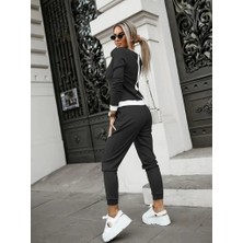 Barış Beauty Kadın Uzun Kollu Bisiklet Yaka Önden Düğmeli Şardonlu Kaşkorse Bluz ve Pantolon Ikili Takım