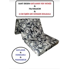 Kapella Katlanır Bahçe Minderi -Yer Yatağı 70X180X6 cm Sünger Dünya Saat Desen