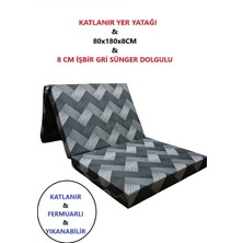 Kapella Katlanır Bahçe Minderi -Yer Yatağı 80X180X8 cm Sünger Gri Zikzak