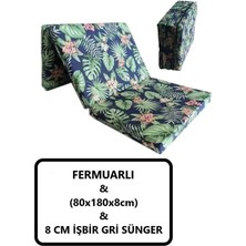 Kapella Katlanır Bahçe Minderi -Yer Yatağı 80X180X8 cm Sünger Yaprak Desen