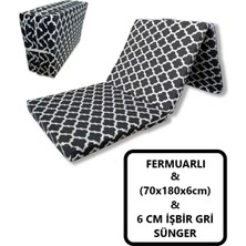 Kapella Katlanır Bahçe Minderi -Yer Yatağı 70X180X6 cm Sünger Karaçatı Desen