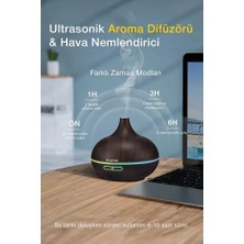 Kensa 500 ml Ultrasonik Aromaterapi Difüzör – Ahşap Gövdeli Sessiz Hava Nemlendirici ve LED Gece Işığı
