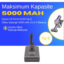 Ümit Maker Dyson SV25 V8 Tip D 5000 mAh Süpürge Batarya – Yüksek Kapasiteli, Güçlü ve Dayanıklı Yedek Pil