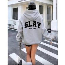 Divin Kadın Baskılı Oversize Kapüşonlu Sweat