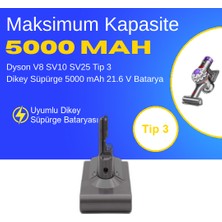 Ümit Maker Dyson SV10 V8 Tip 3 5000 mAh Süpürge Batarya – Yüksek Kapasiteli, Güçlü ve Dayanıklı Yedek Pil
