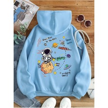 Divin -Kadın Galaxy Baskılı Sweatshırt 3iplik Kaliteli Kumaş Oversize Kesim