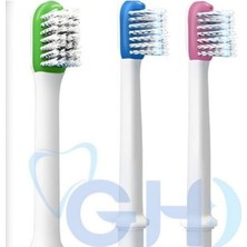 Gh Dent SH16 Uyumlu 3'lü Fırçalı Yedek Başlık Seti - Tek Gözlü Yüksek Tazyik & Hibrit Temizlik - Bpa Free & Fda Kriterlerine Uygun