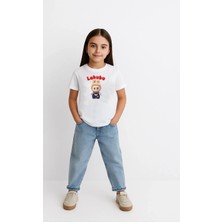 Giyim Center Kız Labubu Çocuk Baskılı T-Shirt - Beyaz