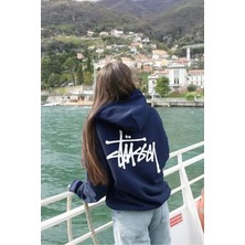 Divin Street Style Siyah Kapüşonlu Sweatshirt – Stussy Logo