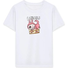 Giyim Center Kız Labubu Çocuk Baskılı T-Shirt - Beyaz