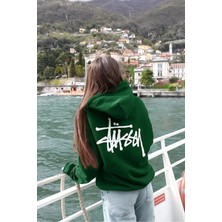 Divin Street Style Siyah Kapüşonlu Sweatshirt – Stussy Logo