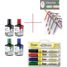 Siriderya 4 Adet Mürekkep ve Doldurulabilir Kalem 100 cc + 1 Adet Bükülebilir Kalem Hediye