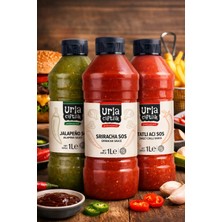 Urla Çiftlik Gurme Burger Sosları- 3 Lü Ekonomik Sos Paketi (1 Lt x 3 Adet) (Sriracha-Sweet Chili-Jalapeno Sos)