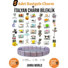 Janra World 5 Adet Rastgele Charm + Italyan Charm Bileklik Seti | Sürpriz Hediye Ile Birlikte