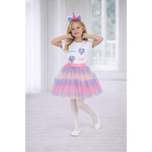 Dıgıl Kids Kız Çocuk Tütü Etekli Takım & Kalp Motifli