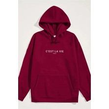 Divin Erkek Baskılı Kapüşonlu Sweatshırt Oversize Kesim 3iplik Pamuklu Kumaş