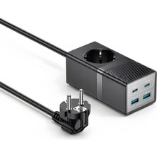 Smayling 65W Gan Hızlı Şarj Istasyonu – 2x Type-C, 2x Usb-A, 1 Ac Priz – Aynı Anda 5 Cihaz Şarj – Akıllı Çip Korumalı Çoklu Şarj Adaptörü