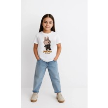 Giyim Center Kız Labubu Çocuk Baskılı T-Shirt - Beyaz