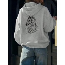 Divin Unısıx Kapşonlu Baskılı Sweat Kaliteli 3 Iplik Kumaş Modern Oversize Kesim