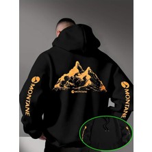 Divin Erkek Kapşonlu Baskılı Sweat Kaliteli 3 Iplik Kumaş Modern Oversize Kesim