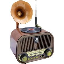 Cesicey Nostaljik Gramofon Görünümlü Fm Radyo Retro Ahşap Bluetooth Hoparlör