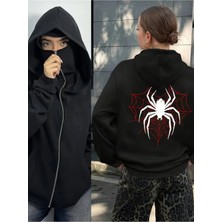 Divin Unisex Kar Maskeli Ninja Sweatshırt Hırka 3 Iplik Kalın Oversize