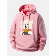 Divin Unısıx Kapşonlu Baskılı Sweat Kaliteli 3 Iplik Kumaş Modern Oversize Kesim