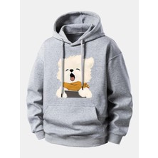 Divin Unısıx Kapşonlu Baskılı Sweat Kaliteli 3 Iplik Kumaş Modern Oversize Kesim
