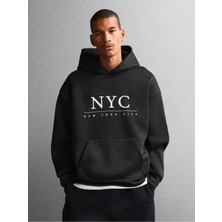 Divin -Erkek Nyc Baskılı Sweatshırt 3iplik Kaliteli Kumaş Oversize Kesim