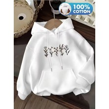 Divin -Kadın Çiçek Baskılı Sweatshırt 3iplik Kaliteli Kumaş Oversize Kesim