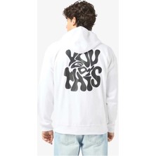 Divin Modern Yazı Baskılı Unisex Beyaz Sweatshirt