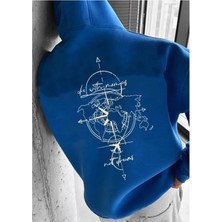 Divin -Erkek Kapşonlu Baskılı Asdv Sweat Kaliteli 3 Iplik Kumaş Modern Oversize Kesim