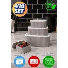 ALMITAL Seiri 4’lü Erzak Saklama Kabı Seti-Gri Gövde Beyaz KAPAK-3000ML-1800ML-1000ML-550ML