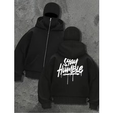 Divin Unisex Kar Maskeli Ninja Sweatshırt Hırka 3 Iplik Kalın Oversize