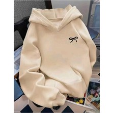 Divin Şık ve Rahat Fiyonk Baskılı Kapüşonlu Sweatshirt