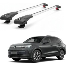 Cross Oto Aksesuarları Volkswagen Tiguan MK3 2024-2026 için Ara Atkı Tavan Barı , Araca Özel , Kilitlenebilir Araç Üstü Ekipman Taşıma Barı (2 Adet)