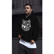 Divin Erkek Street Style Kurt Desenli Kapüşonlu Sweatshirt