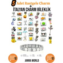 Janra World 5 Adet Rastgele Charm + Italyan Charm Bileklik Seti | Sürpriz Hediye Ile Birlikte