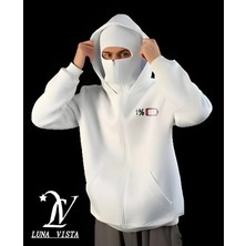 Divin Unisex Kar Maskeli Ninja Sweatshırt Hırka 3 Iplik Kalın Oversize