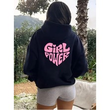 Divin Kadın Kapşonlu Baskılı Sweat Kaliteli 3 Iplik Kumaş Modern Oversize Kesim