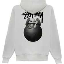 Divin Unisex Siyah Oversize Kapüşonlu Sweatshirt – 8 Ball Baskılı