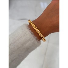 Hercy 316 L Paslanmaz Çelik Gold Çelik Kelepçe Bileklik