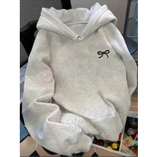 Divin Şık ve Rahat Fiyonk Baskılı Kapüşonlu Sweatshirt