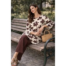 Tenra Bürümcük Kumaş Alt Üst Kadın Takım Oversize-Tesettüre Uygun