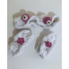 Bonvii Int Havlu Bileklik Çift Saç Bandı Spa Set Mor Gözlü Yüz Yıkama Spor Kol Bandı %100 Pamuk