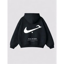 Divin Unısıx Kapşonlu Baskılı Sweat Kaliteli Kumaş Modern Oversize Kesim