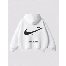 Divin Unısıx Kapşonlu Baskılı Sweat Kaliteli Kumaş Modern Oversize Kesim