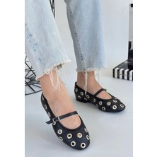 Erbilden Tinta Siyah Cilt Babet Ayakkabı