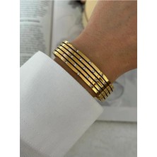 Hercy Zirkon Taşlı Paslanmaz Çelik Kelepçe Bileklik